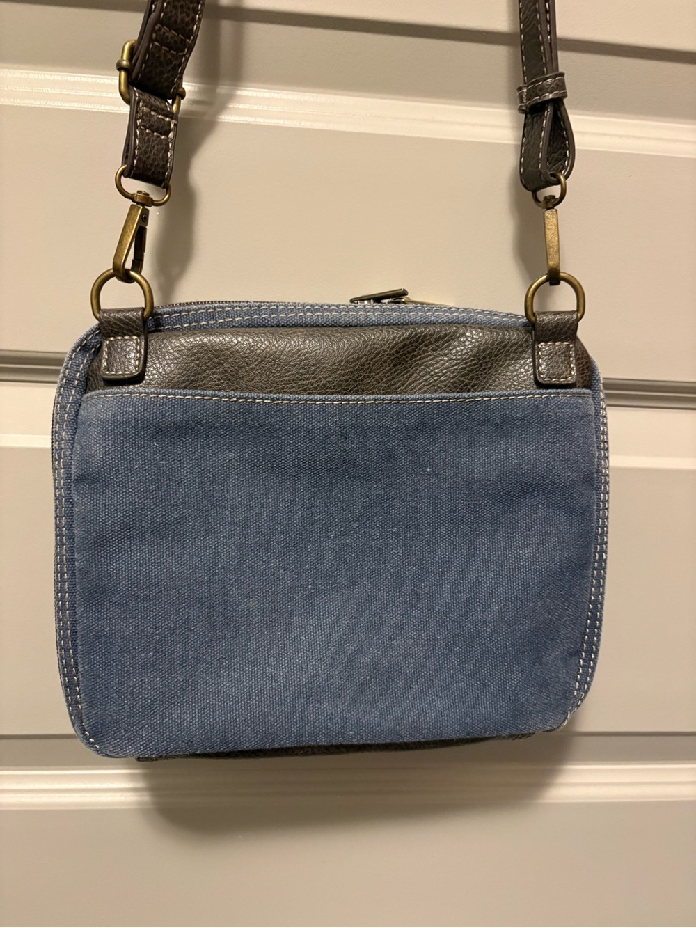 Chala Denim Blue Crossbody Bag with Brass Accents - Picture 2 of 8
